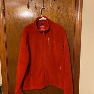 LL BEAN ZIP UP FLEECE, orange/red color